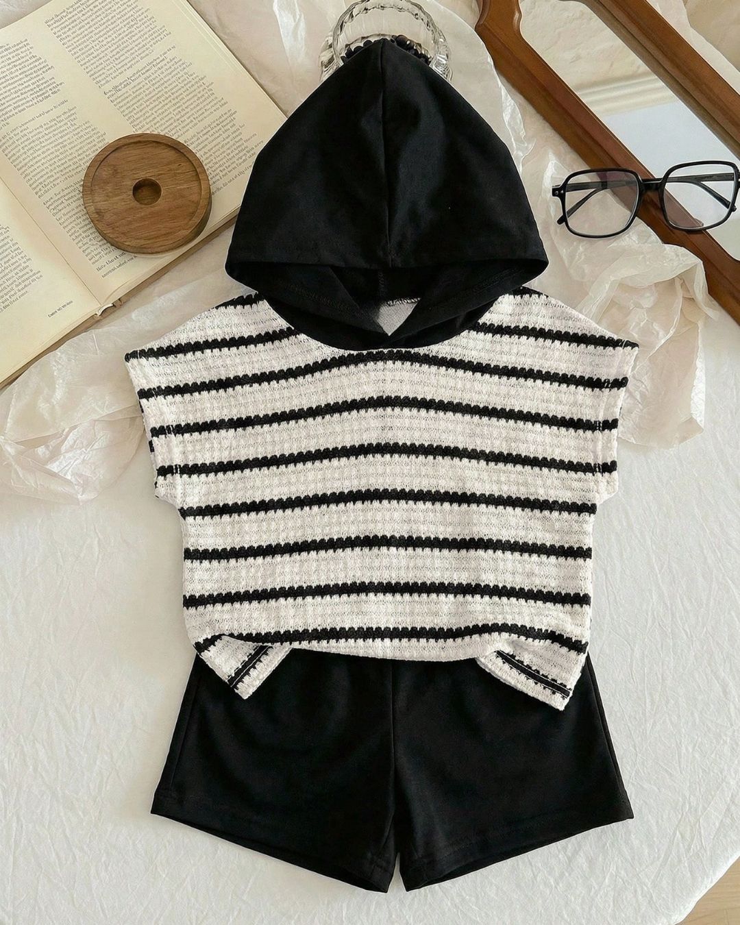 Baby Boys Striped Hoodie Tee & Loose Shorts Set | 6M - 3Y