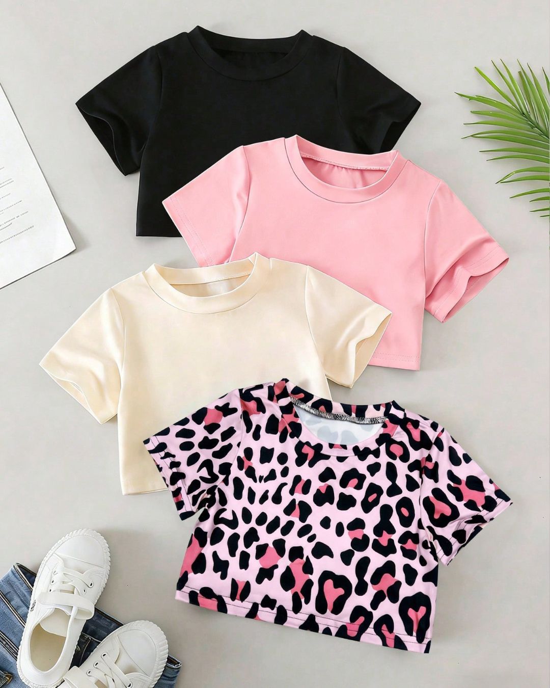 Young Girls Crew Neck Short Sleeve Cropped T-Shirt | 4Y - 7Y
