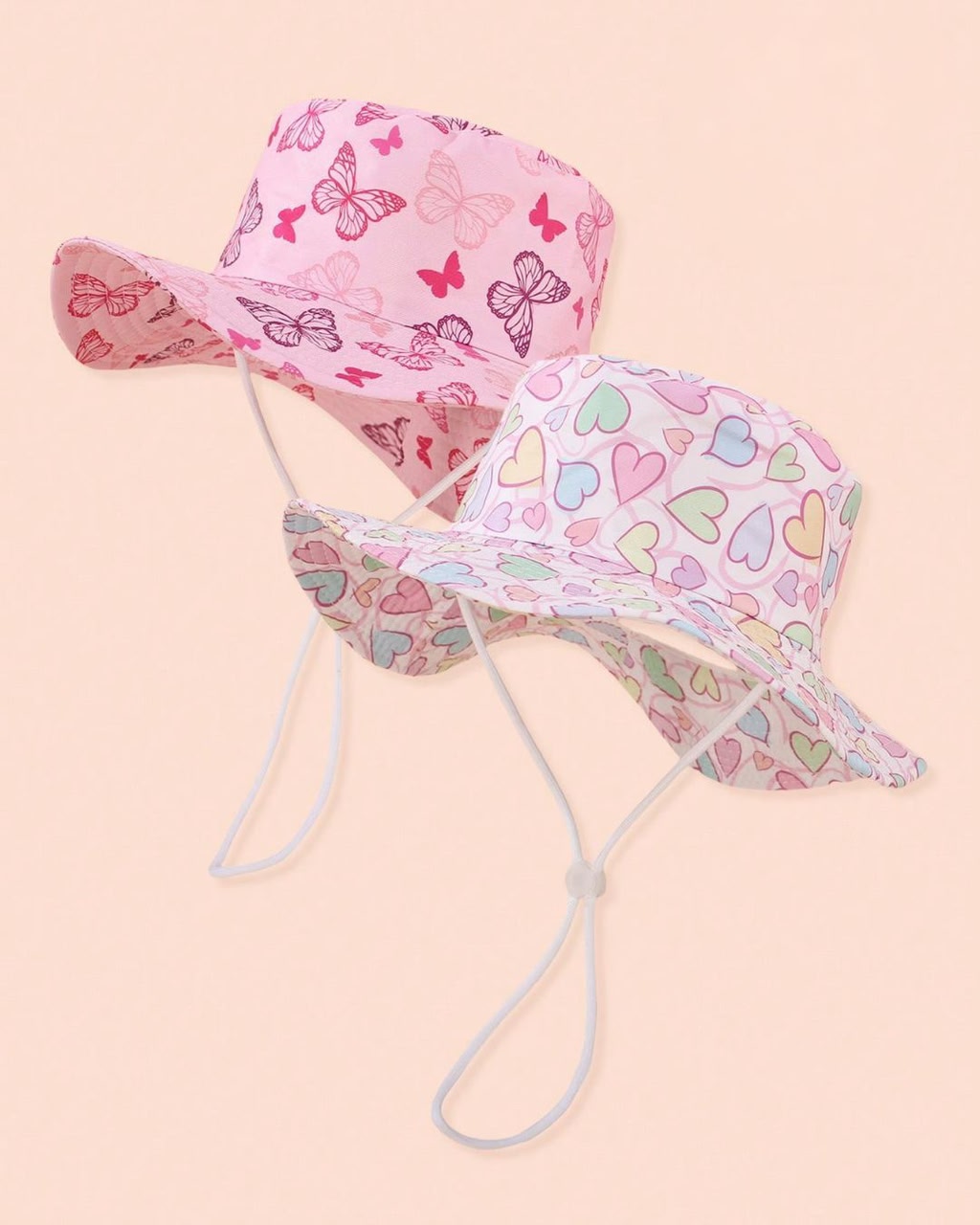 BB Cartoon Butterflies Printed & Heart Printed Bucket Hat | 2Y - 6Y