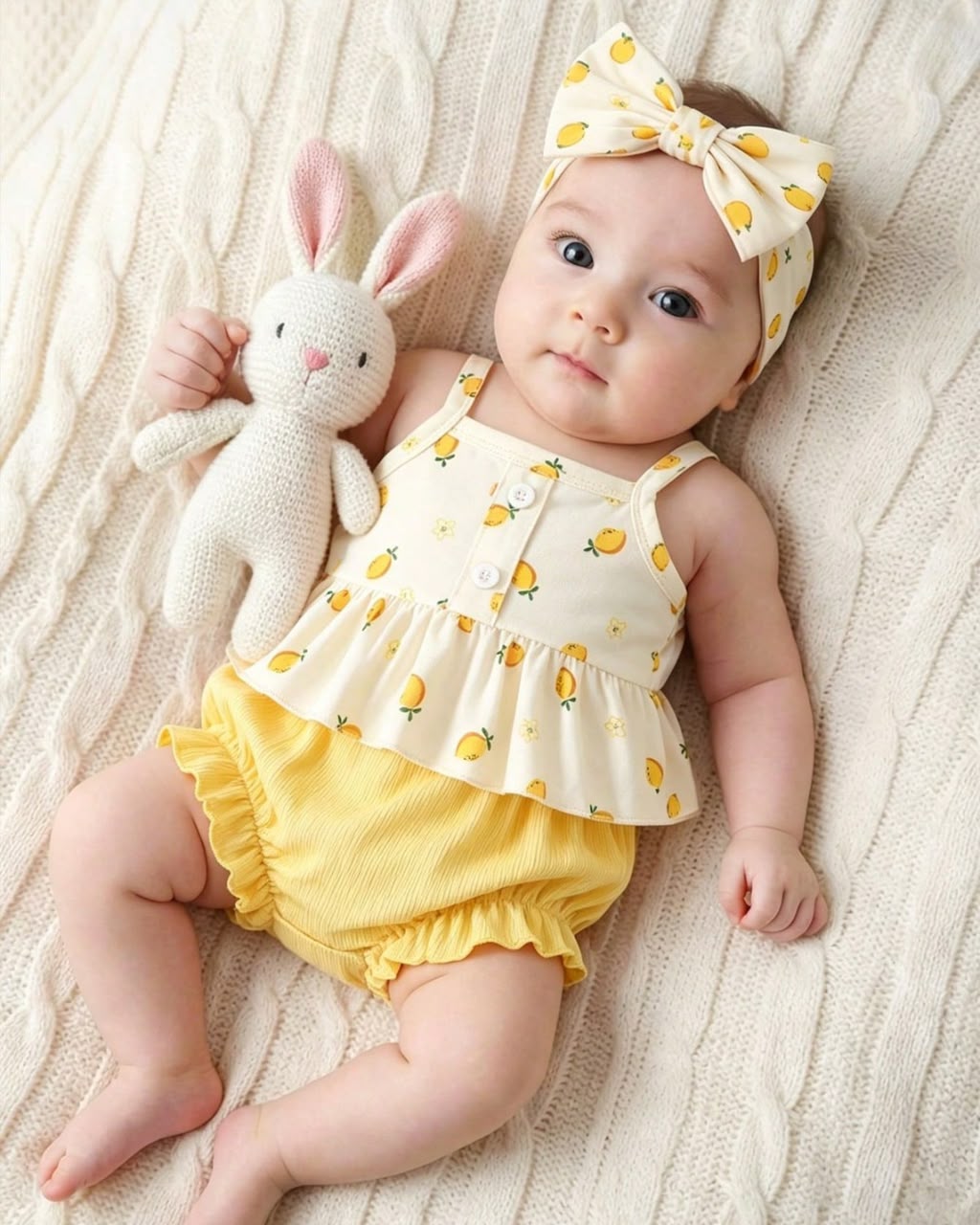 Newborn Summer New Printed Pattern Cute Triangle Bodysuit Set With Headband | 0M - 6M