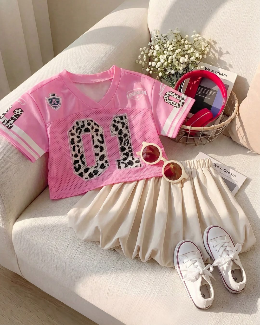 Baby Girls Leopard Printed Number Top & Skirt Set | 6M - 3Y