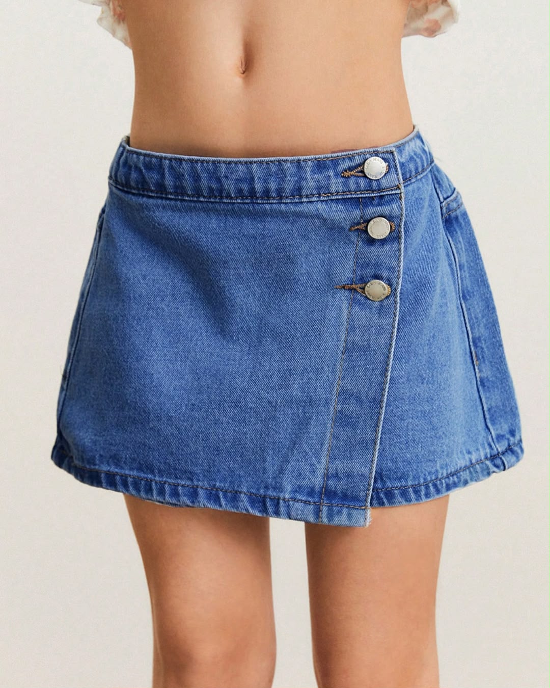 Young Girls Washed Comfortable Casual Soft Denim Skirt Shorts | 4Y - 7Y