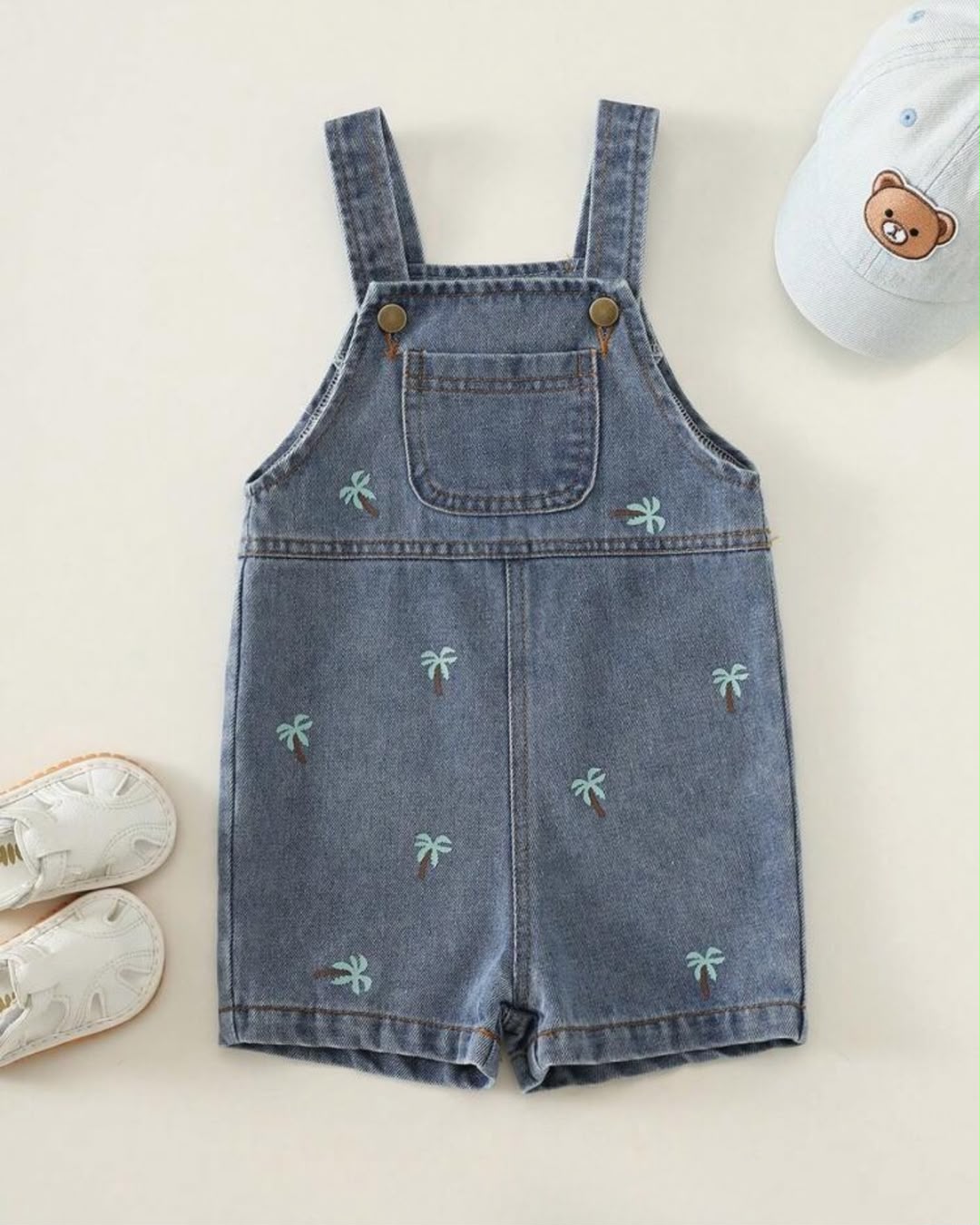 Baby Boys/Girls Cute Denim Bib Shorts Romper
