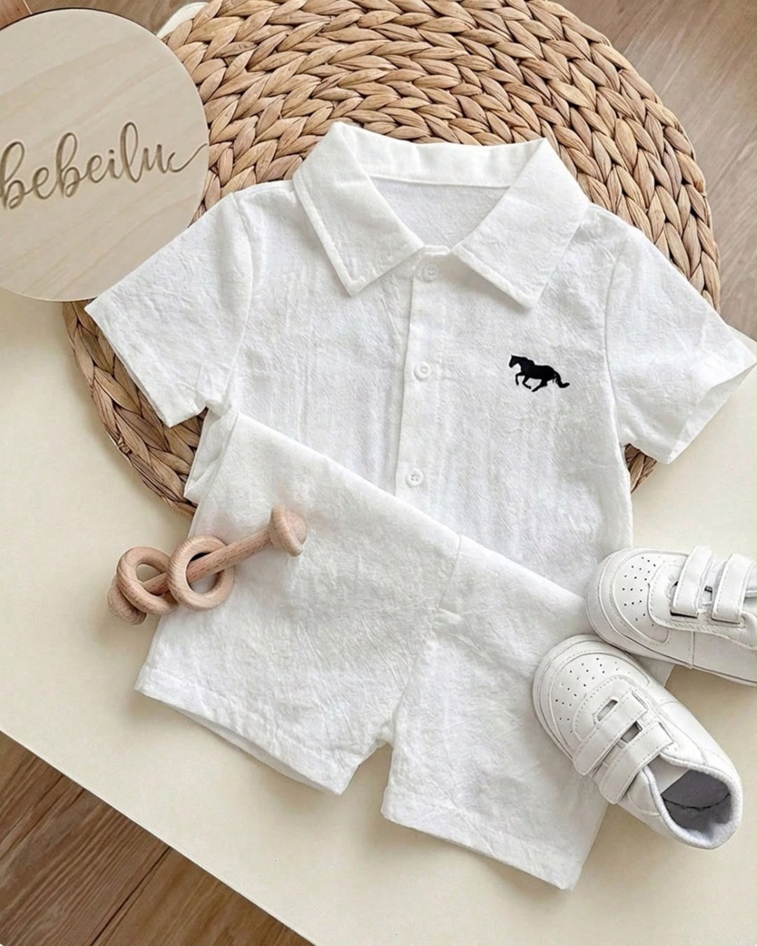 Newborn Horse Embroidered Short Sleeve Romper | 0M - 3M