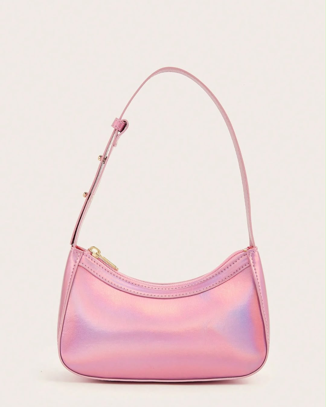 BB Pink Glossy Mirrored Shoulder Bag