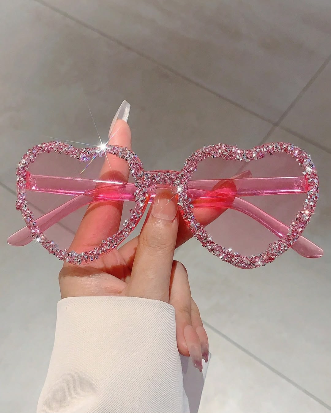 BB Pink Heart Shaped Rhinestone Shades