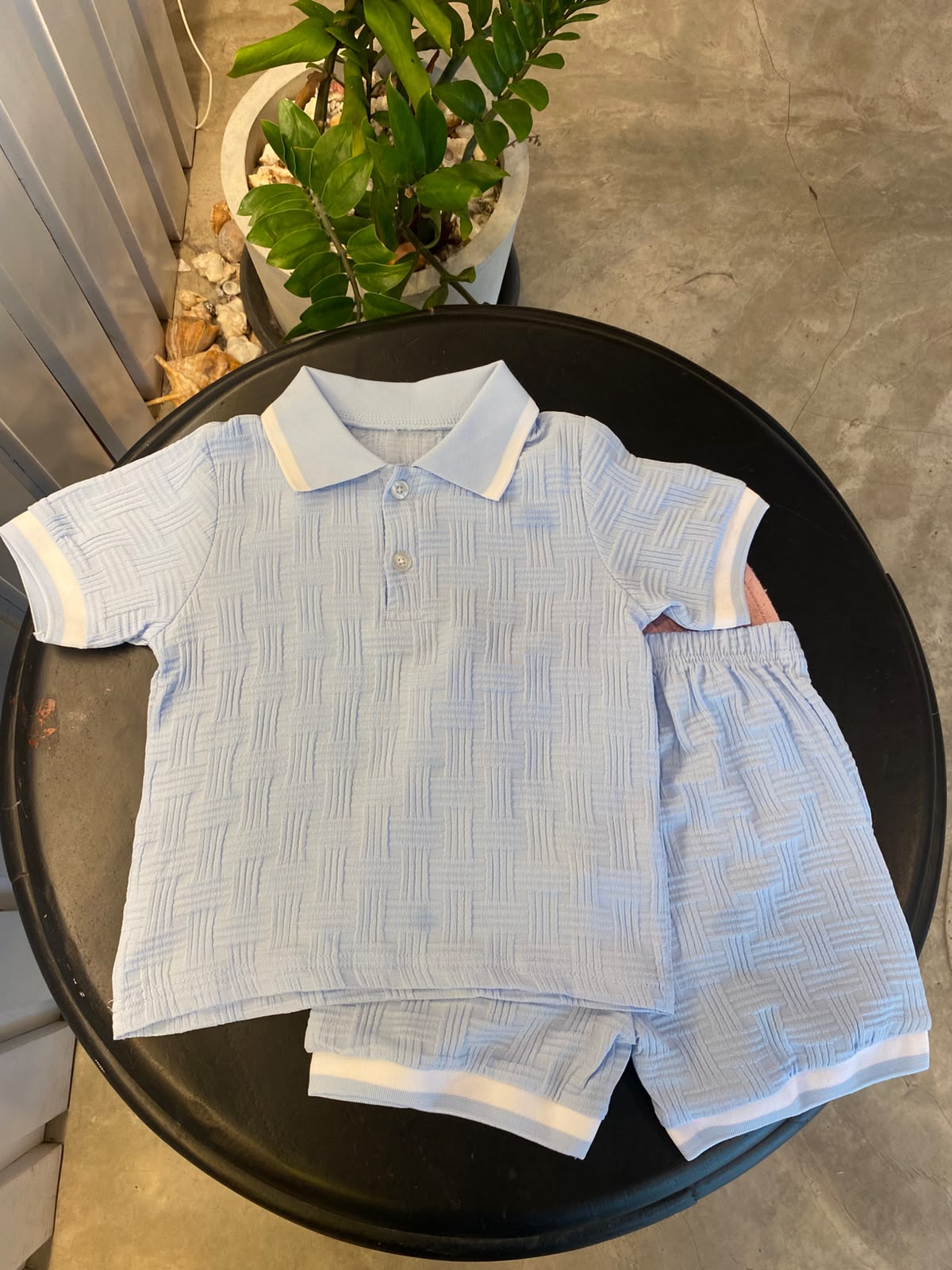 Baby Boys Sky Blue Polo Tee & Shorts Set | 2 - 3Y