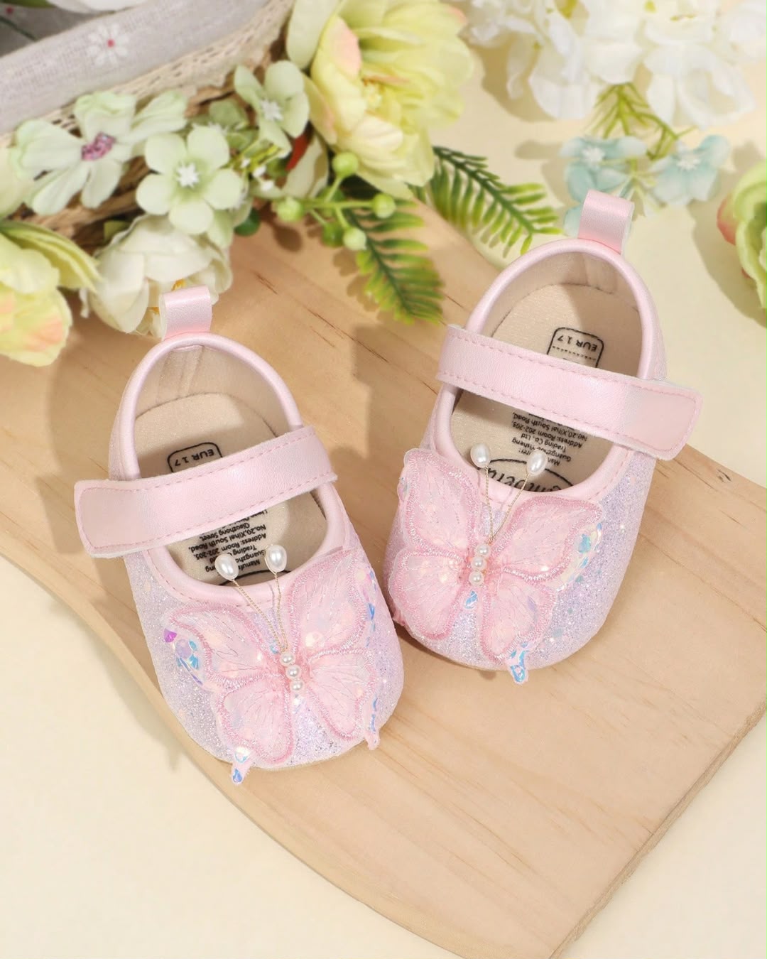 BB Butterfly Appliqué Mary Jane Baby Shoes