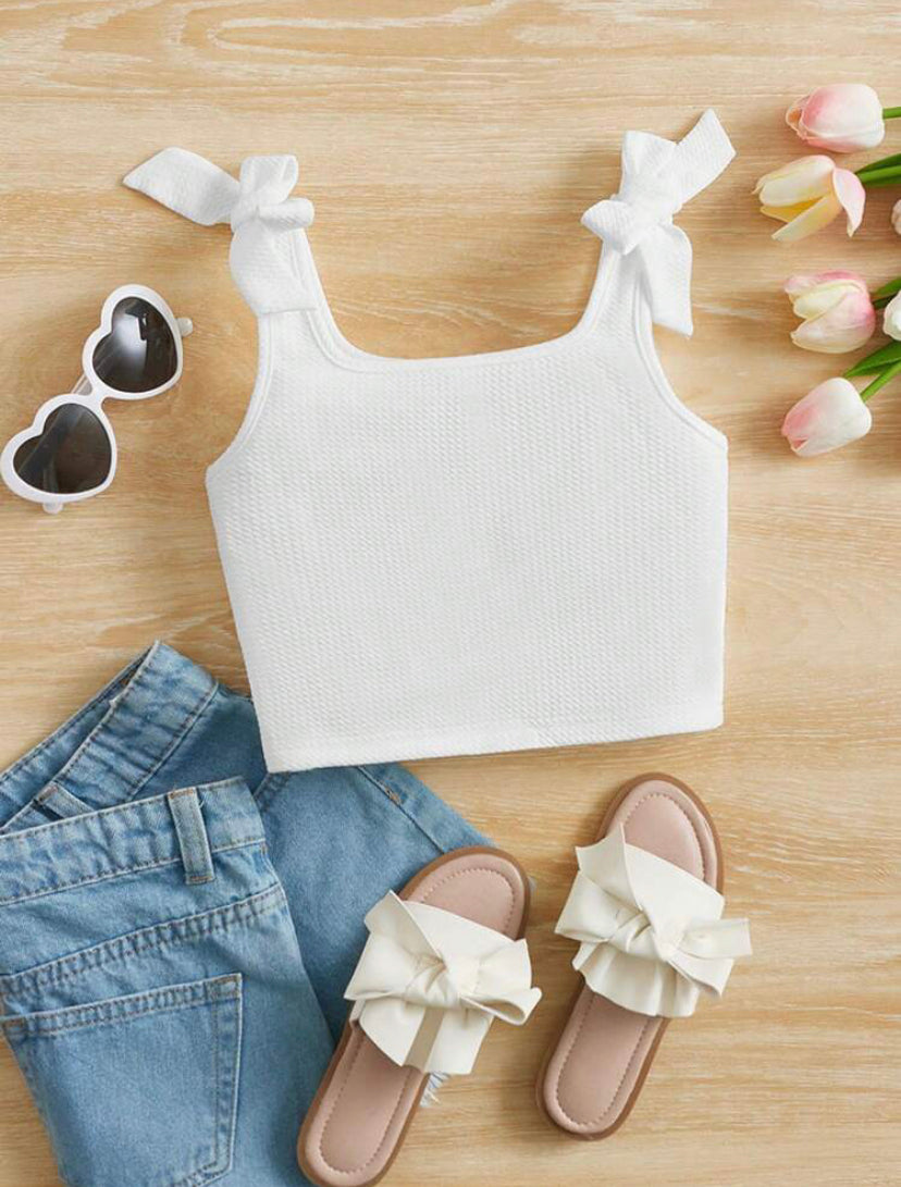 Young Girls Bow knot white top | 4Y -7Y