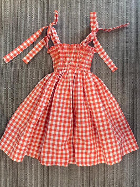 Red Bow Smocked Dress