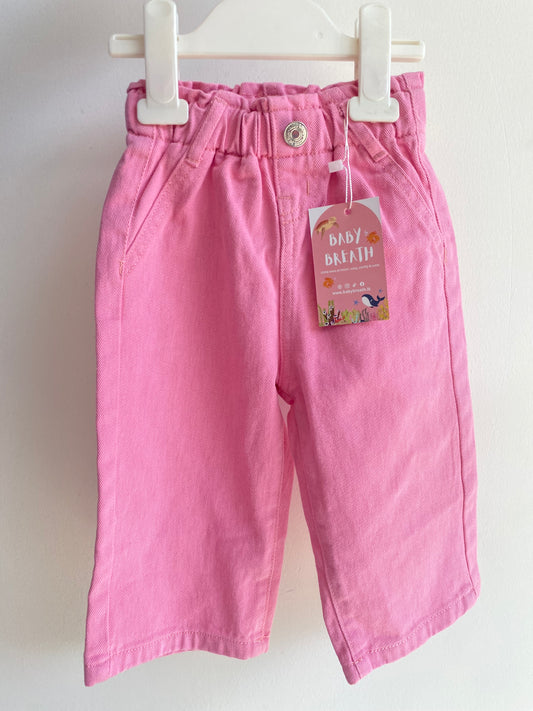 Pink wide denim Jean | 9-12M