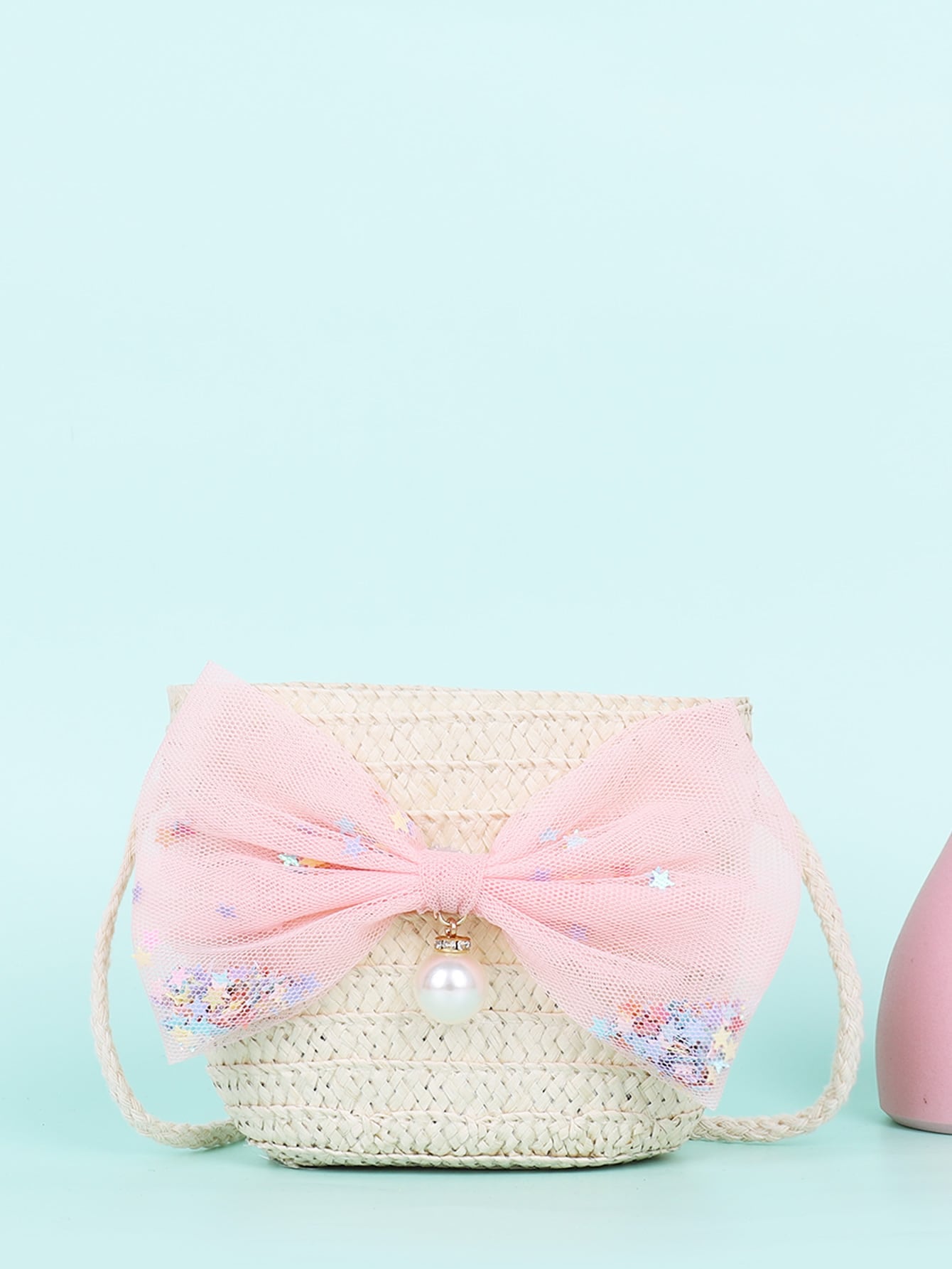 Girls bow knot straw bag