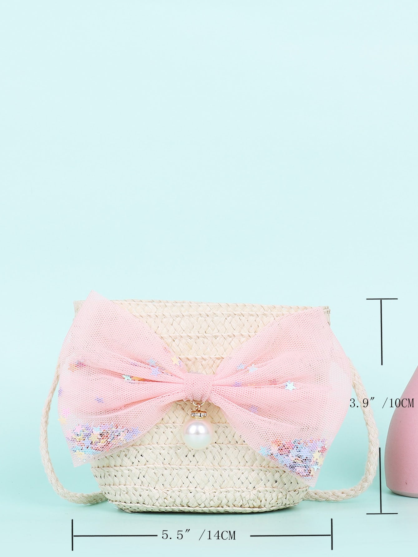 Girls bow knot straw bag