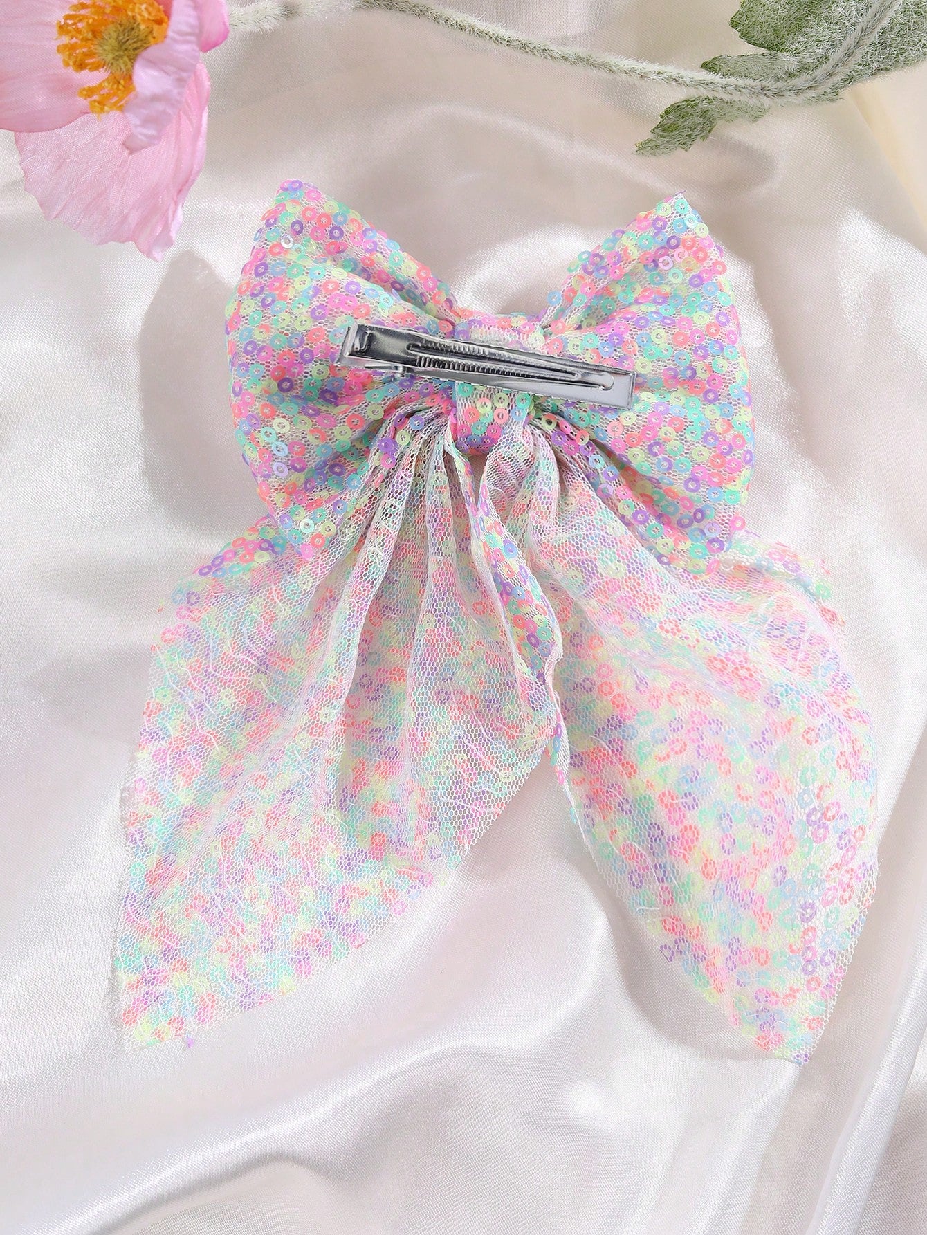 Colorful net bow knot hair clip