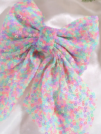 Colorful net bow knot hair clip