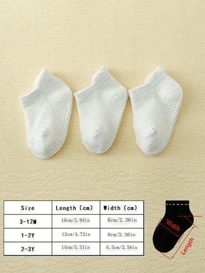 Kids' Anti-Slip Boat Socks With Glue Dots [3M-3Y]