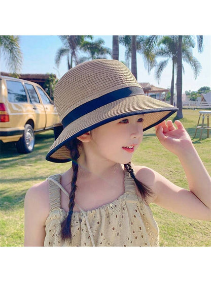 Black/ brown straw hat