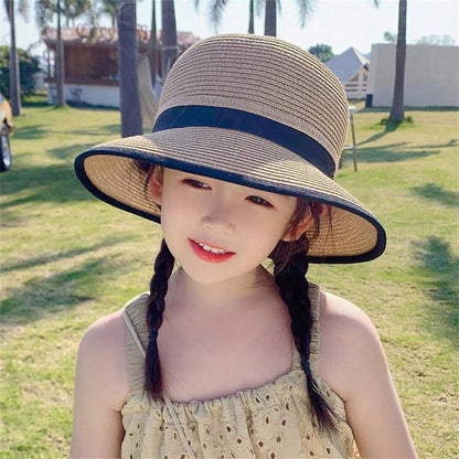 Black/ brown straw hat