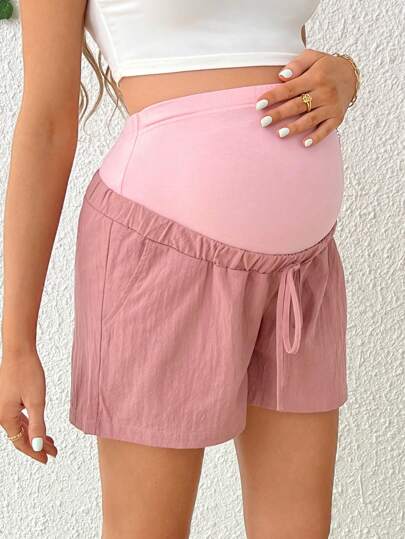 Maternity Drawstring Waist Slant Pocket Shorts