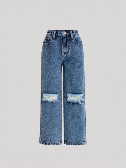 Young Girls Dark wash Rib Jean [4Y -7Y]