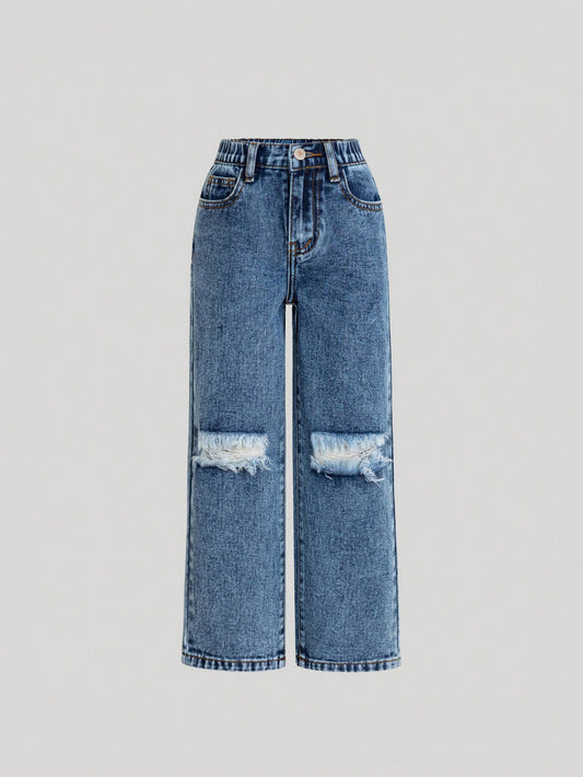 Young Girls Dark wash Rib Jean [4Y -7Y]