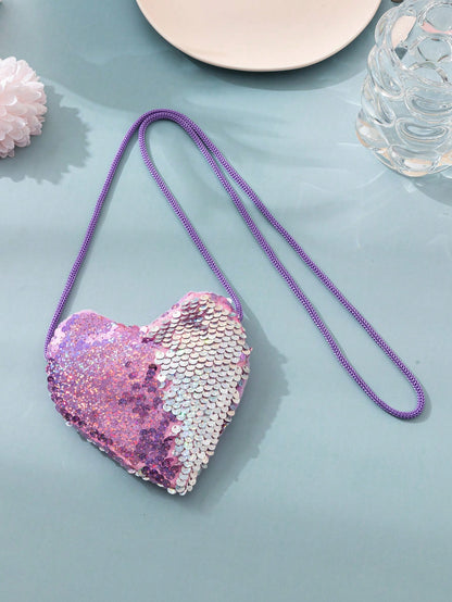 Heart-shaped glitter coin purse