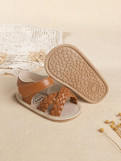 Brown beaded sandals [0-1Y]