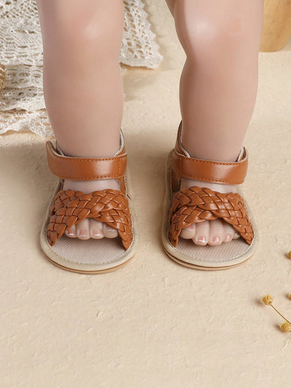 Brown beaded sandals [0-1Y]