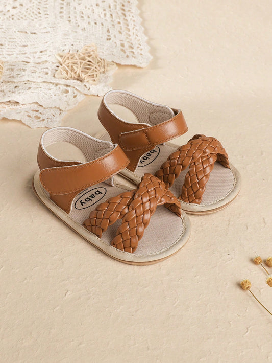 Brown beaded sandals [0-1Y]