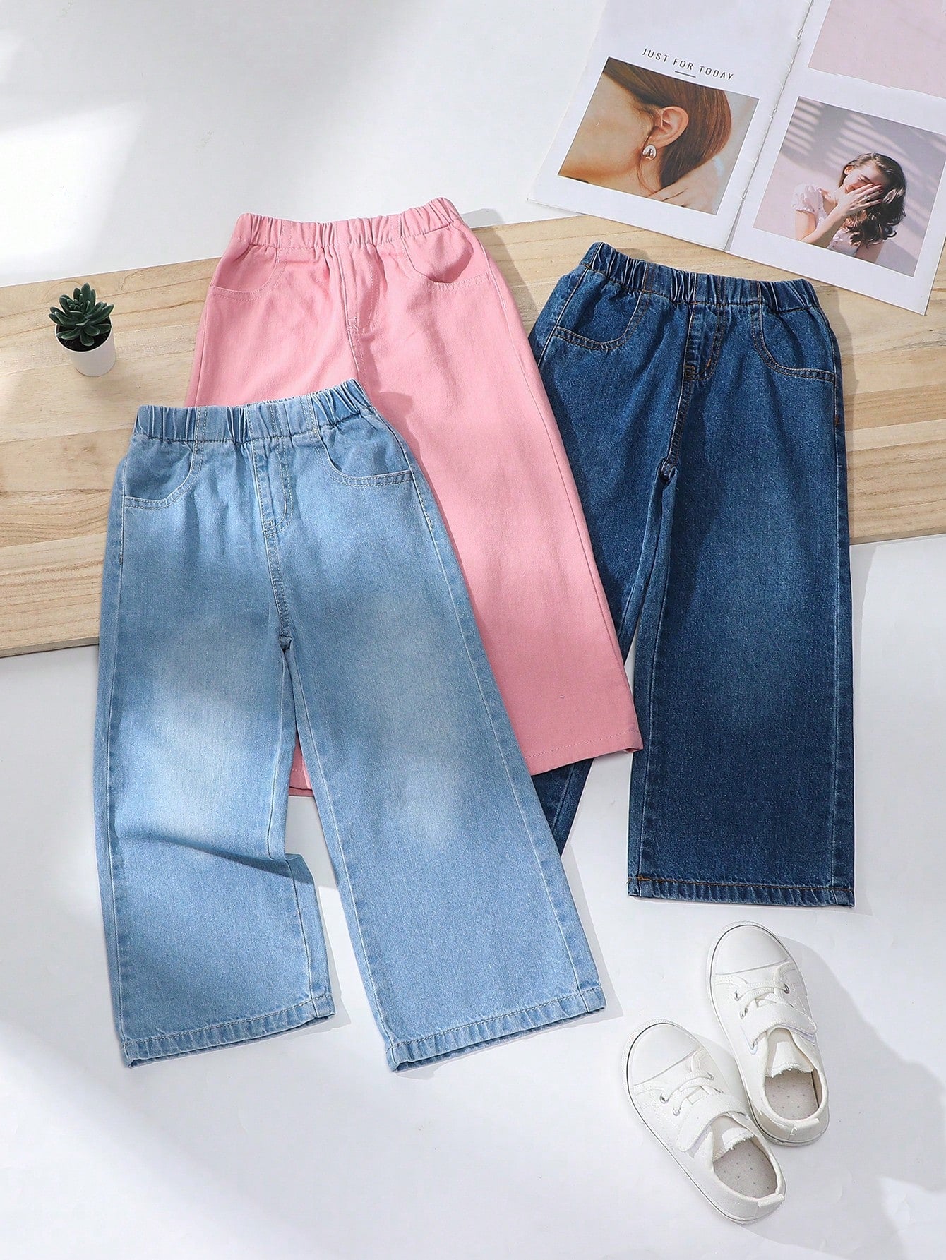 Basic casual wide leg denim [4Y -6Y]