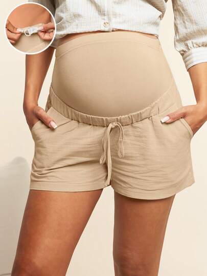 Maternity Drawstring Waist Slant Pocket Shorts