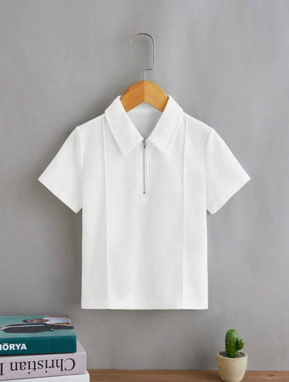 Young Boys luxe white polo shirt | 4Y-7Y