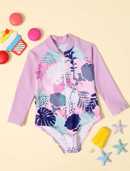 Tropical splash purple one piece |6M-6Y