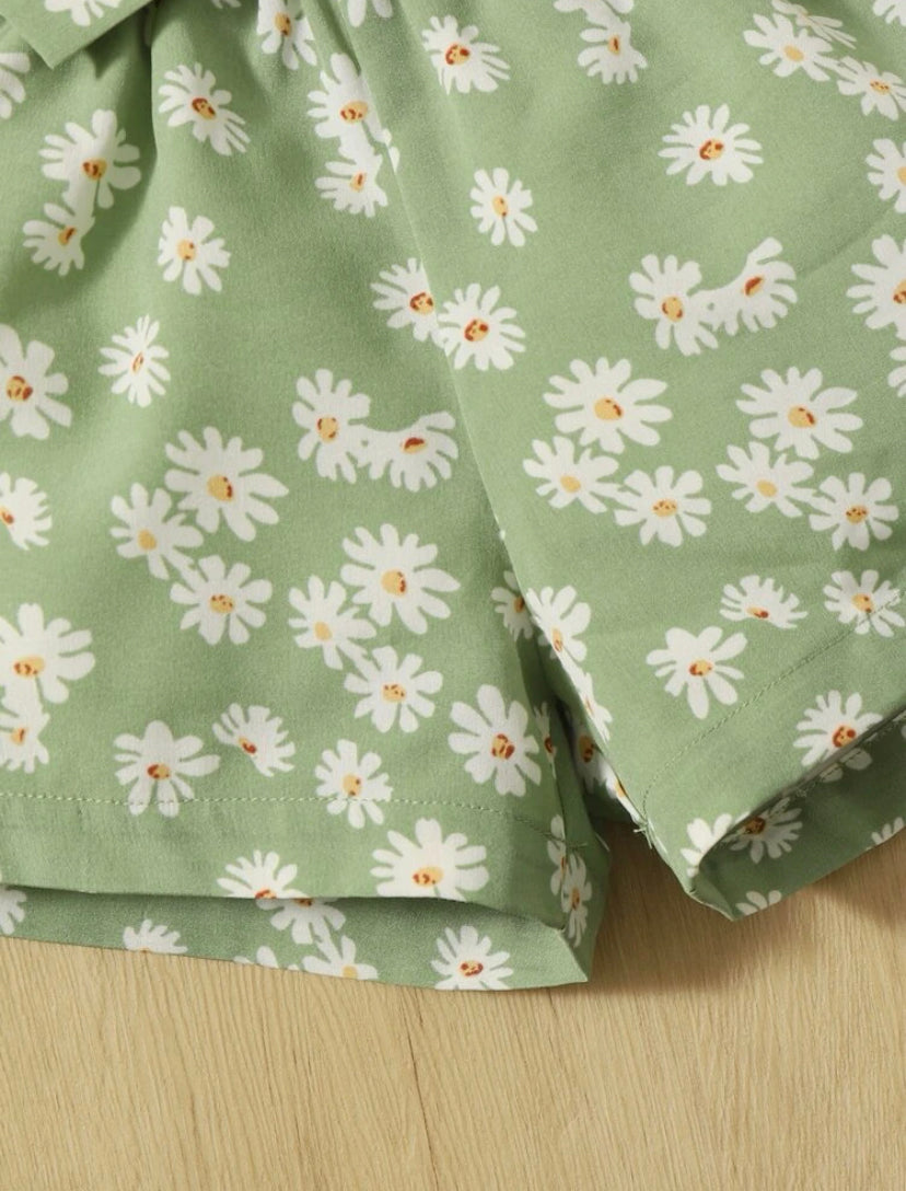 Baby Girl Green Daisy Short |6M-3Y