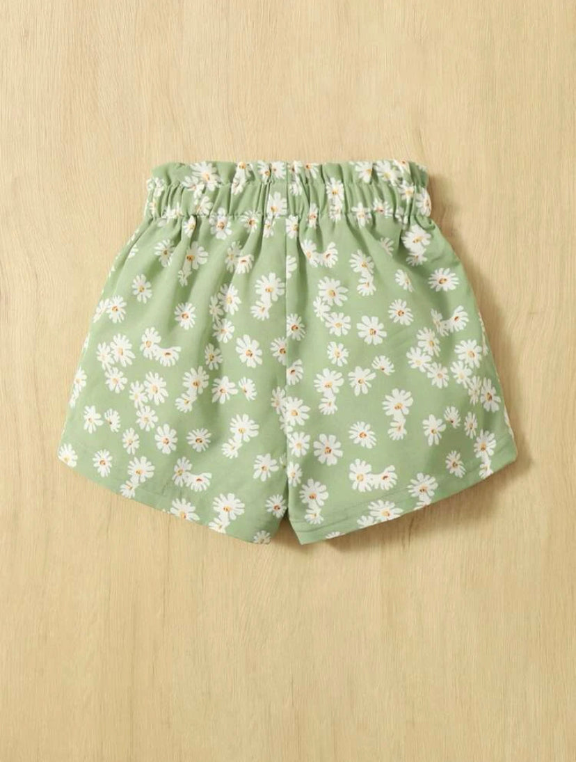 Baby Girl Green Daisy Short |6M-3Y