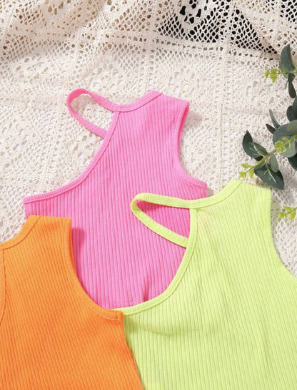 Young Girls Asymmetrical Neck Tank Tops | 4Y-7Y