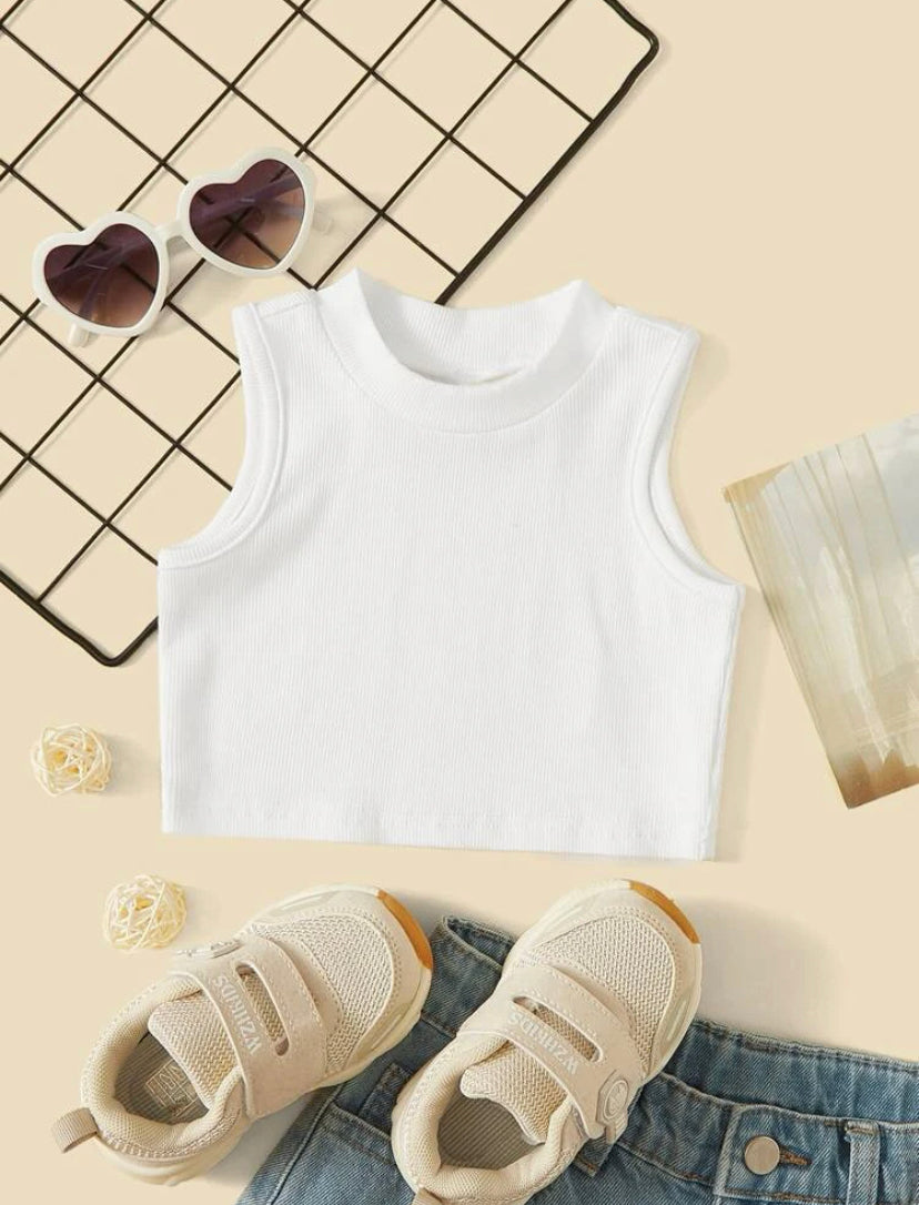 Baby Girls White Turtleneck Crop Top | 6M -3Y