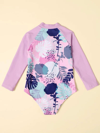 Tropical splash purple one piece |6M-6Y