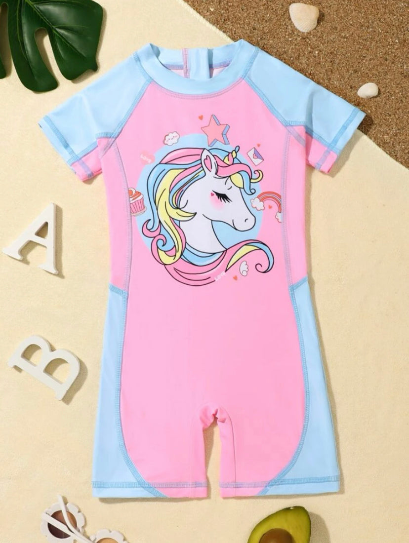 Unicorn Blue Pink Swimsuit | 4Y-7Y