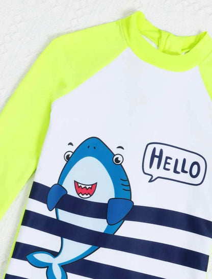 Shark splash boy bright neon one piece |1Y-6Y