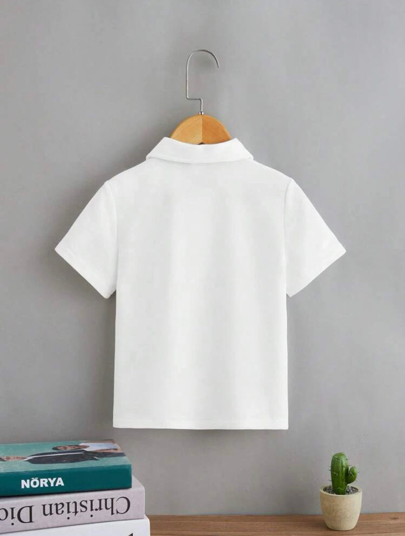 Young Boys luxe white polo shirt | 4Y-7Y