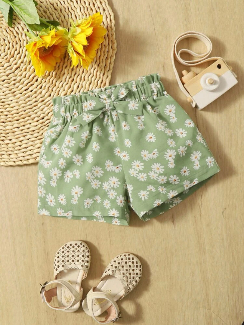 Baby Girl Green Daisy Short |6M-3Y