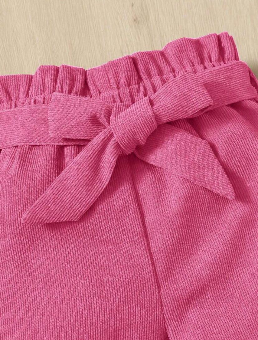 Baby Girls Pink Corduroy Pants With Belt | 6M - 3Y