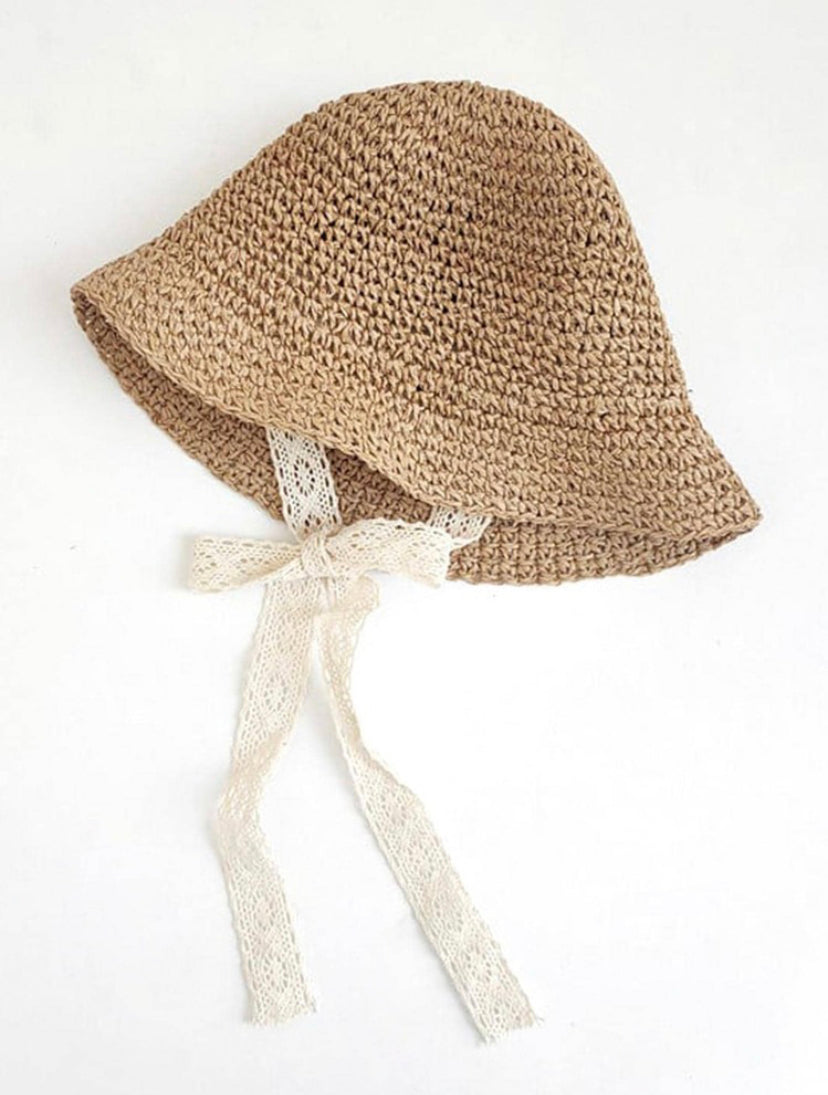 Baby Girls Straw hat with lace tie up | 1-2Y