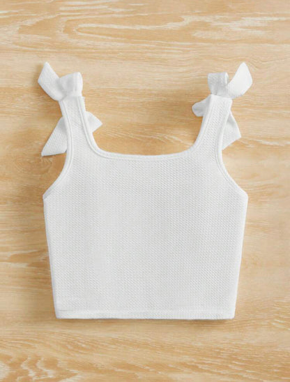 Young Girls Bow knot white top | 4Y -7Y