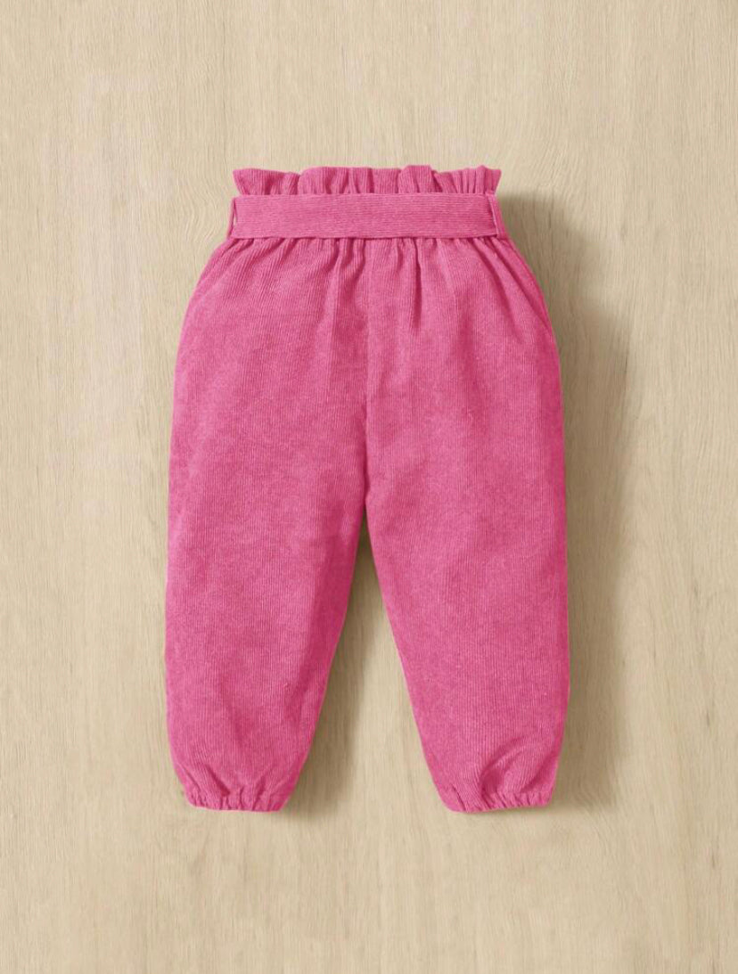 Baby Girls Pink Corduroy Pants With Belt | 6M - 3Y