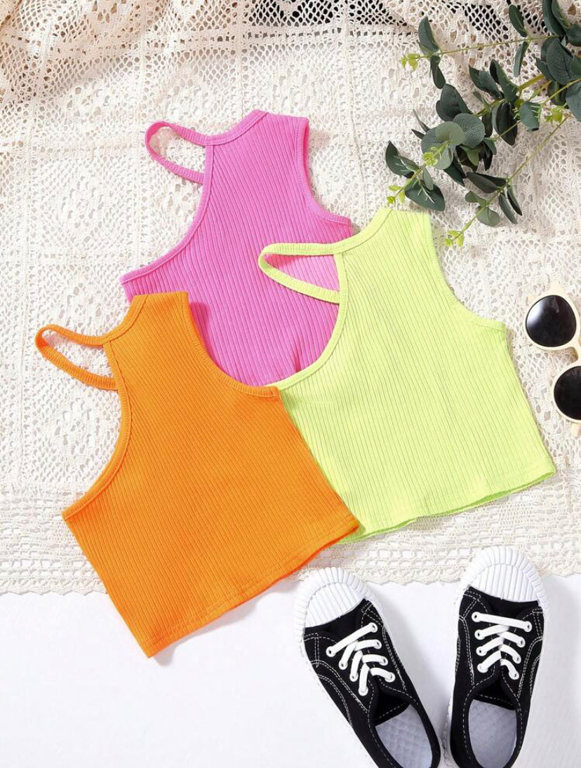 Young Girls Asymmetrical Neck Tank Tops | 4Y-7Y