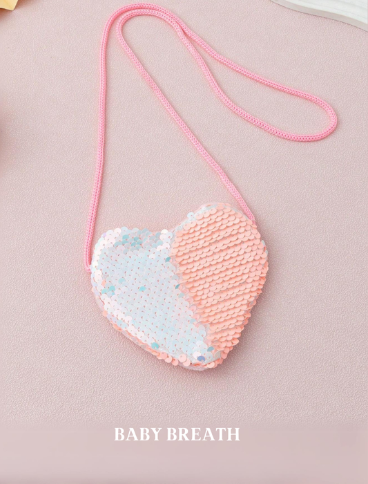 White & Pink Heart Glitter Coin Purse