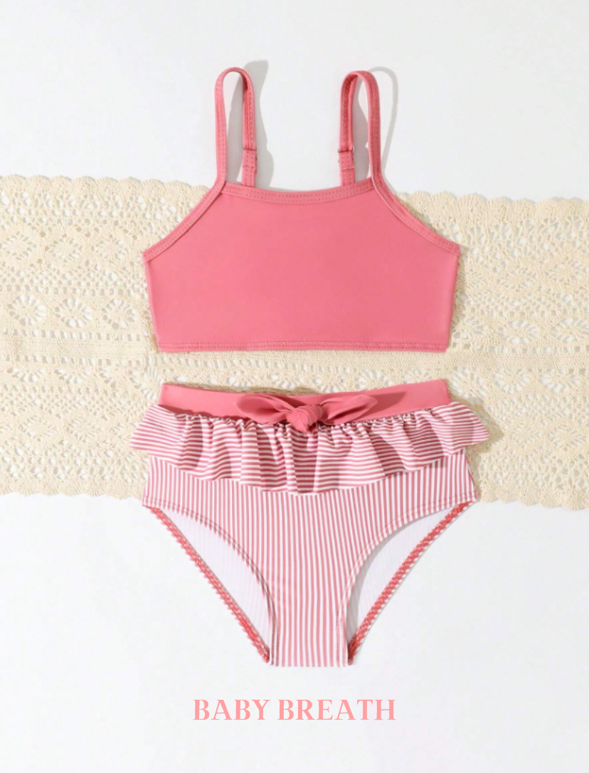 Baby Girl Solid Pink Bikini set | 3M-2Y