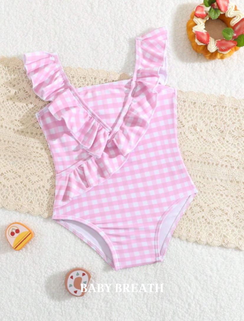 Baby Pink Frill One Piece Swimsuit | 6M-3Y